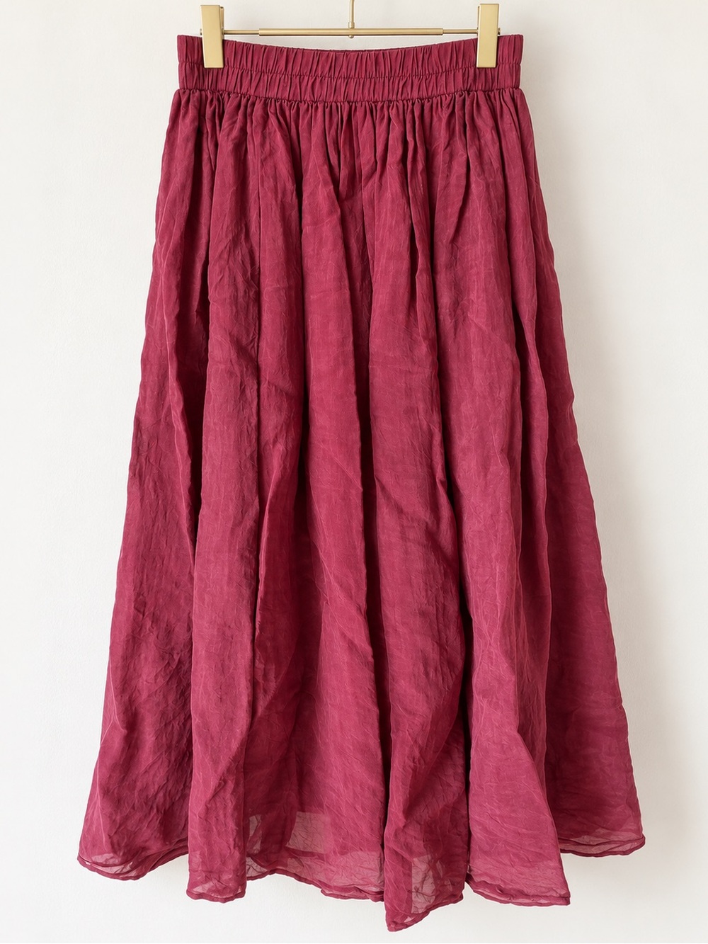 Vintage Stonebridge Burgundy Sheer Maxi Skirt Ruched Elastic Waist Large